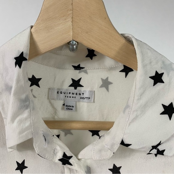 Equipment Signature Celebrity Star Print 100% Silk Button Down Shirt XXS - Picture 6 of 14